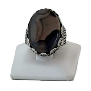 yemeni "civilized bloom" sterling silver ring elite flowery agate