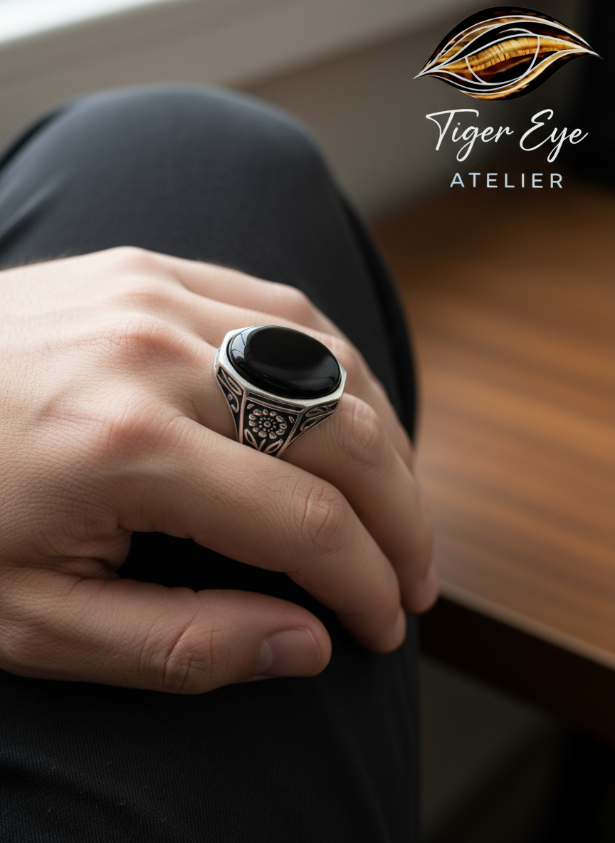Yemeni "Civilized Heritage" Ring - Elite Liver-Coloured Agate yemeni "civilized heritage" sterling silver ring elite liver colored agate