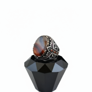 turkish artisan sterling silver ring with illustrated yemeni agate the dignity ring