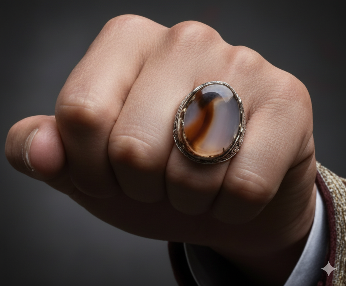 turkish falcon sterling silver ring with yemeni agate the majesty ring