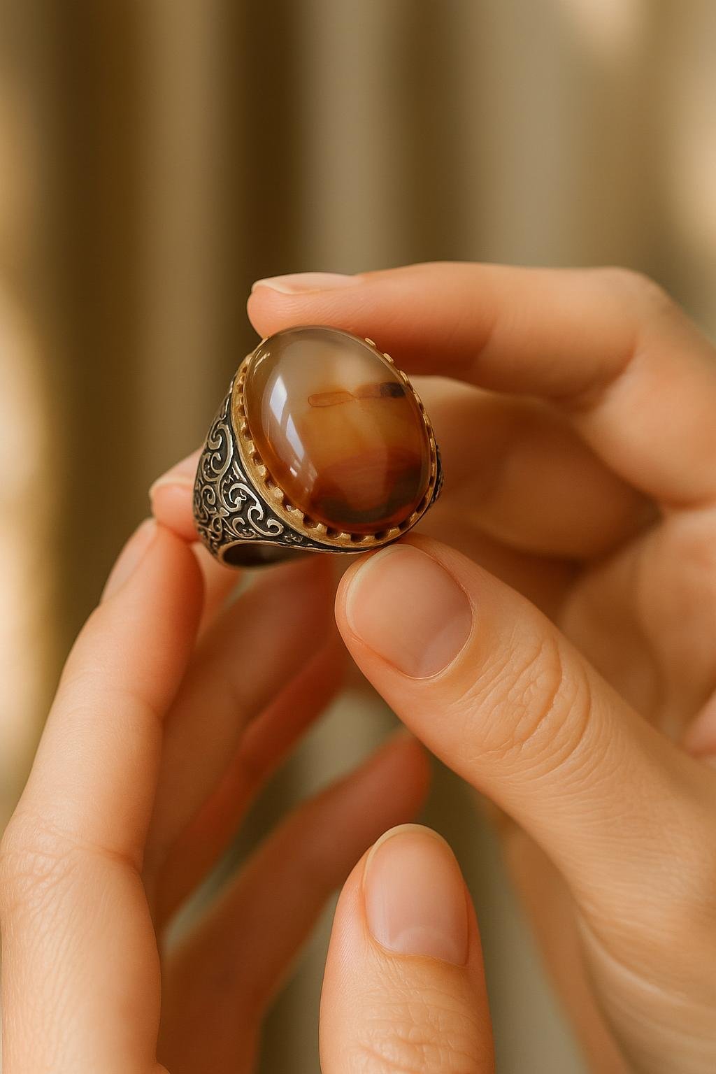 Yemeni "Living Art" Sterling Silver Ring - Illustrated Yemeni Agate yemeni "living art" sterling silver ring illustrated yemeni agate