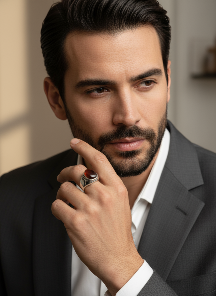 bahraini heritage sterling silver ring the chivalry red yemeni agate