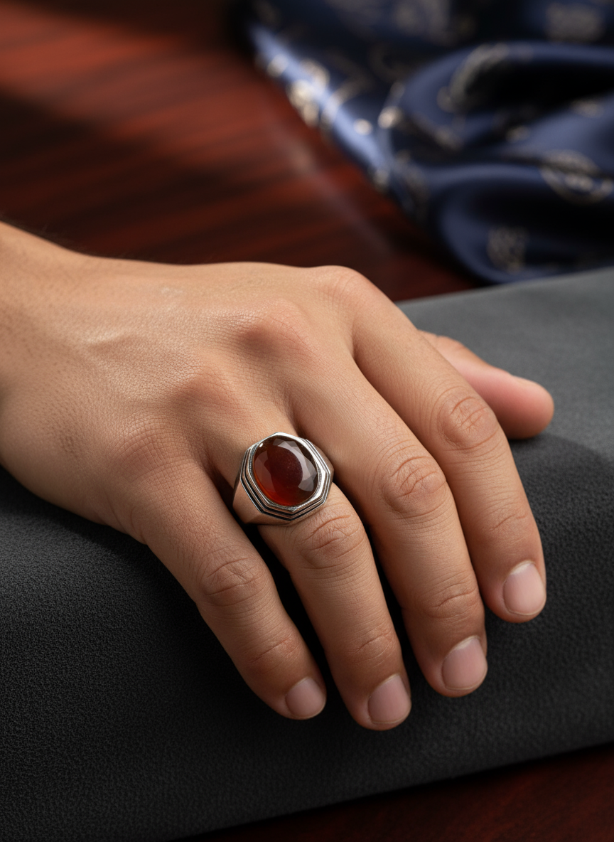 bahraini heritage sterling silver ring the chivalry red yemeni agate