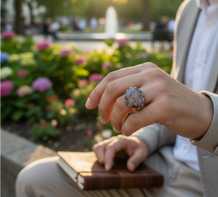Yemeni "Civilized Bloom" Ring - Elite Flowery Agate yemeni "civilized bloom" sterling silver ring elite flowery agate