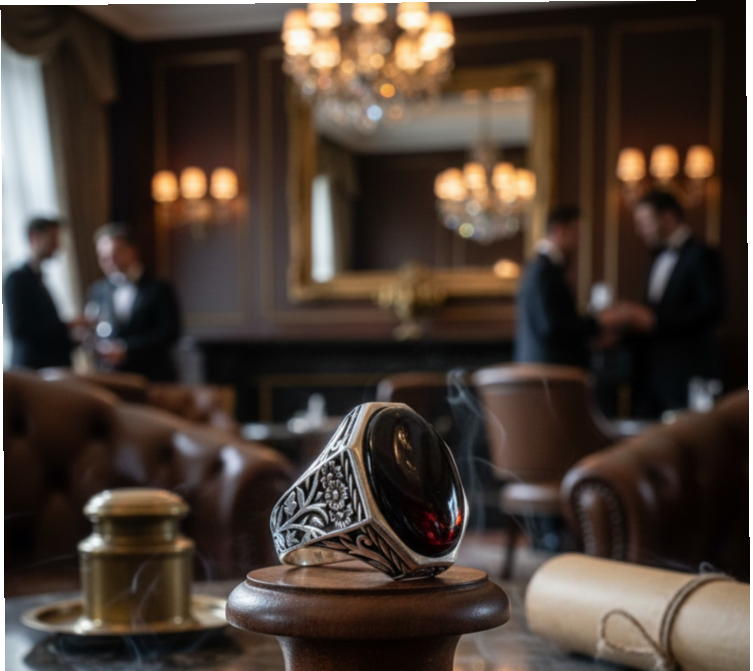 yemeni “civilized heritage” sterling silver ring elite liver colored agate yemeni "civilized heritage" sterling silver ring elite liver colored agate