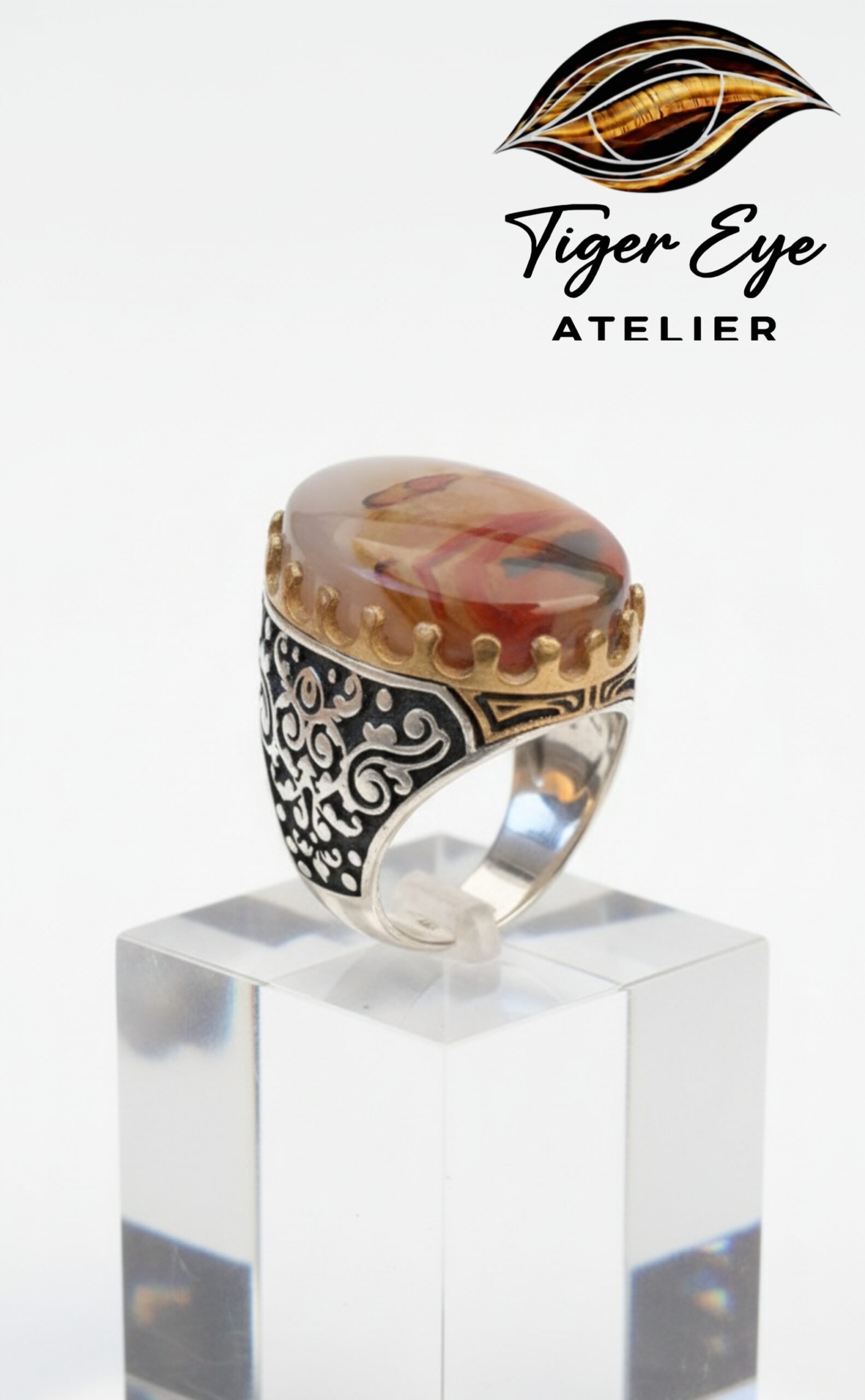 yemeni “civilized heritage” sterling silver ring elite liver colored agate yemeni "civilized heritage" sterling silver ring elite liver colored agate