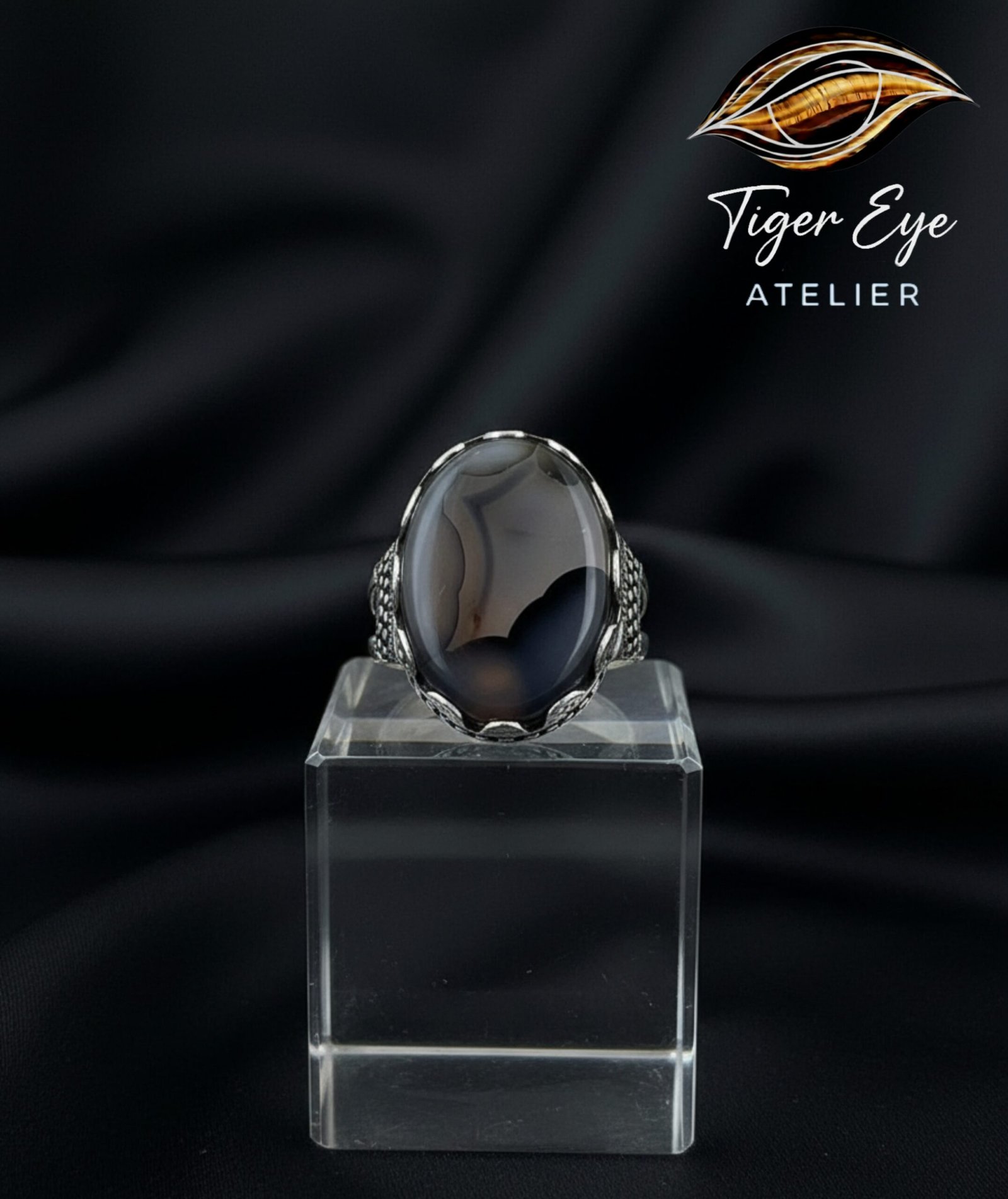 yemeni “civilized bloom” sterling silver ring elite flowery agate yemeni "civilized bloom" sterling silver ring elite flowery agate