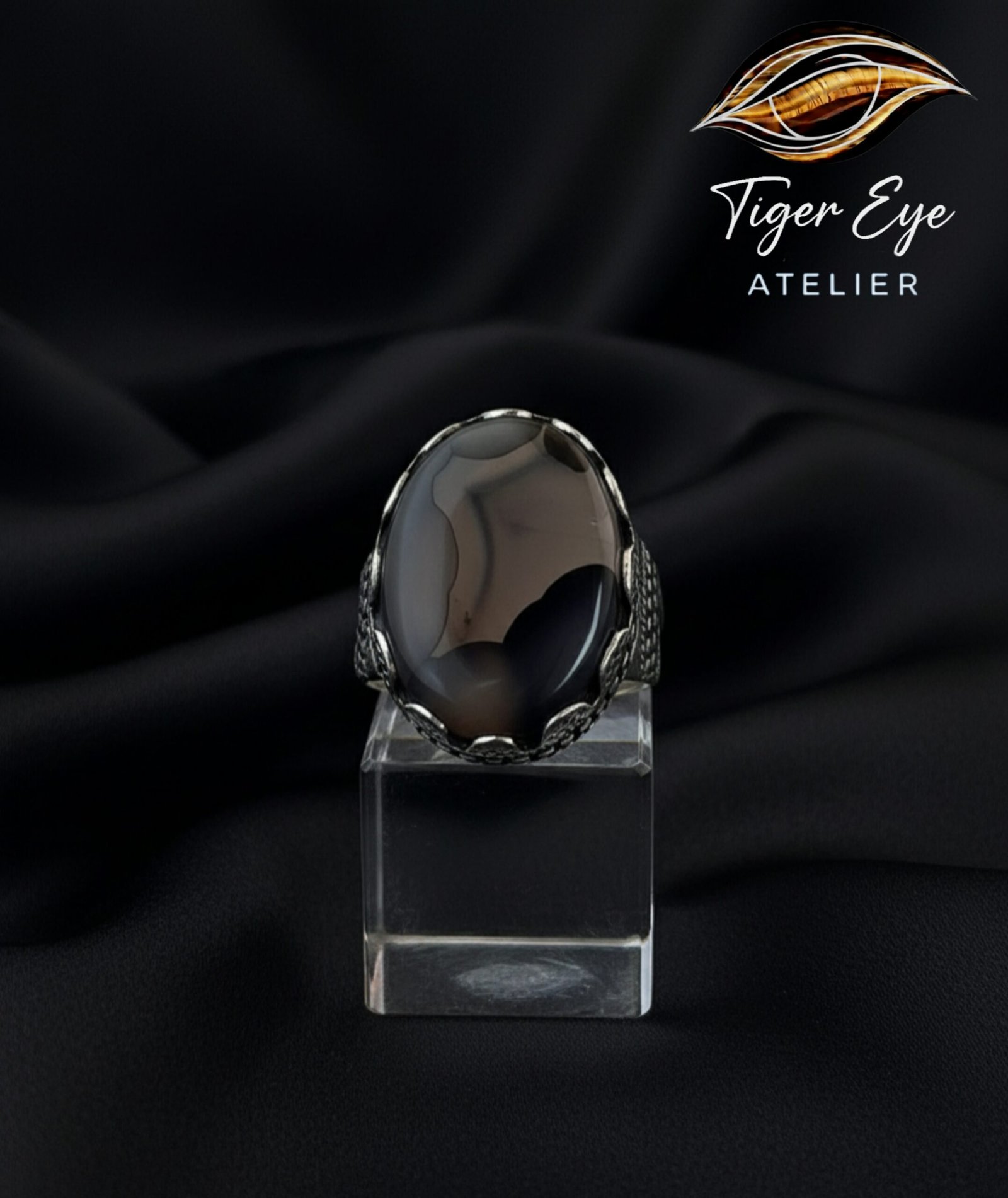 yemeni “civilized bloom” sterling silver ring elite flowery agate yemeni "civilized bloom" sterling silver ring elite flowery agate