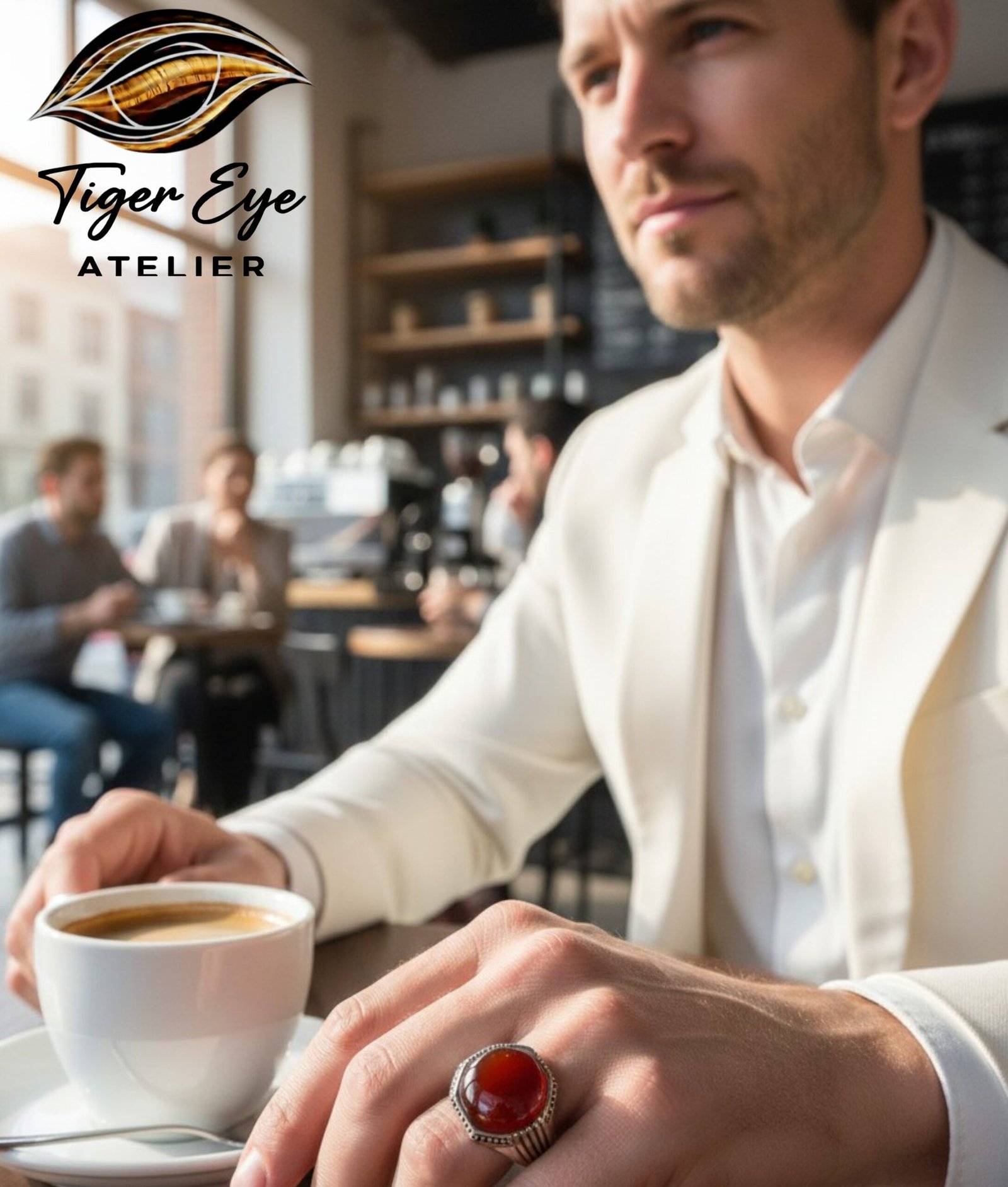 modern yemeni sterling silver ring with brazilian agate "elegance without limits"