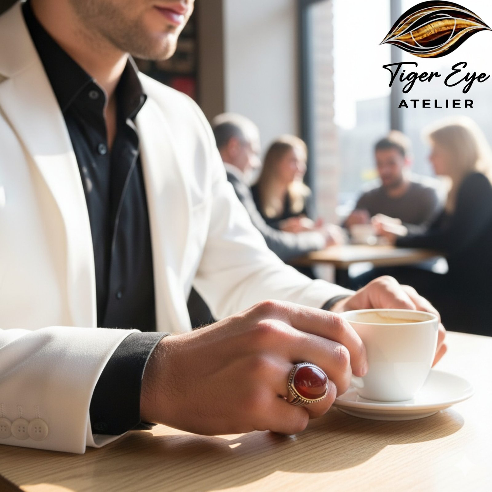 modern yemeni sterling silver ring with brazilian agate "elegance without limits"