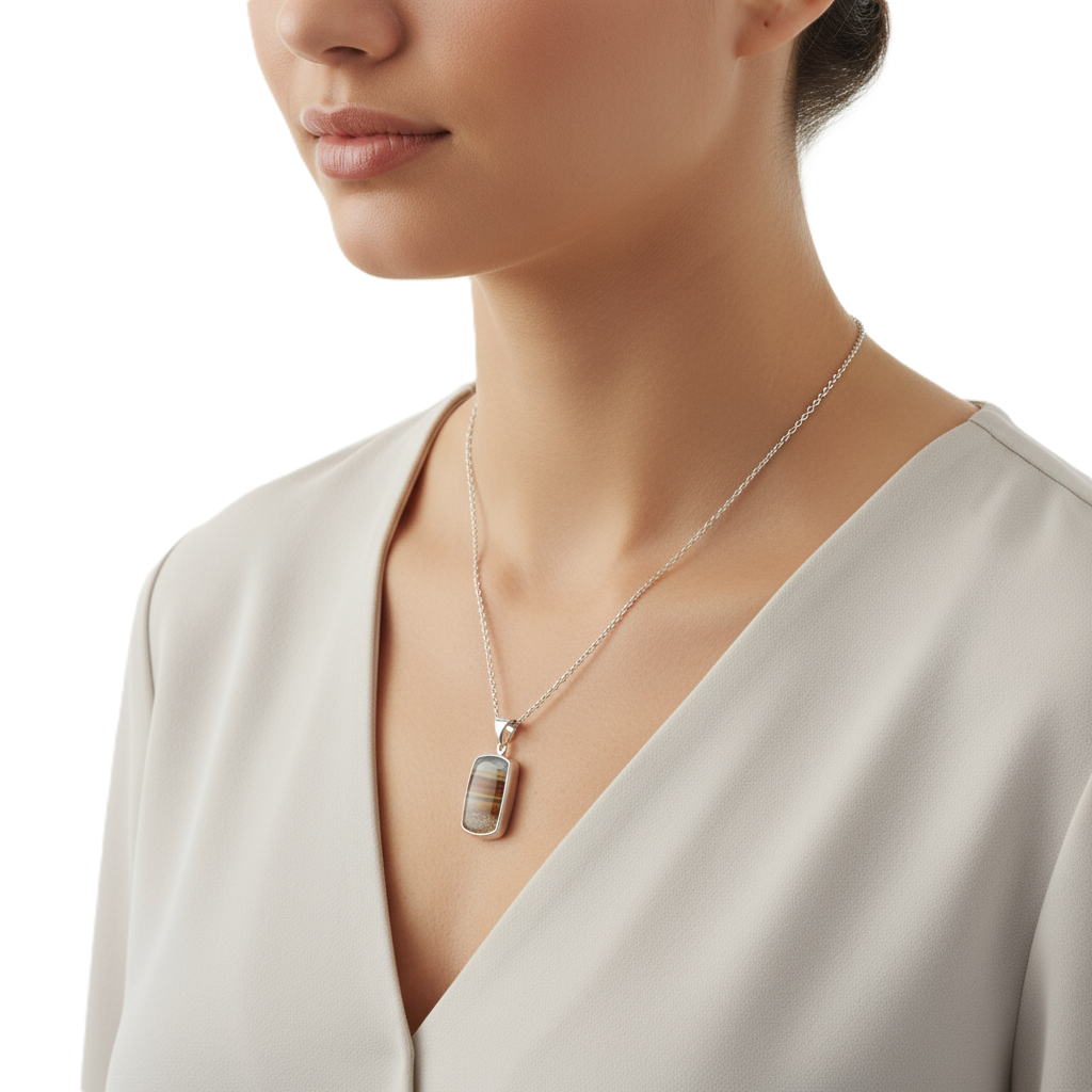 Desert Horizon Layered Yemeni Aqeeq Sterling Silver Necklace desert horizon layered yemeni aqeeq sterling silver necklace