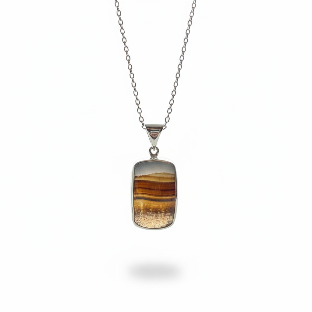Home desert horizon layered yemeni aqeeq sterling silver necklace