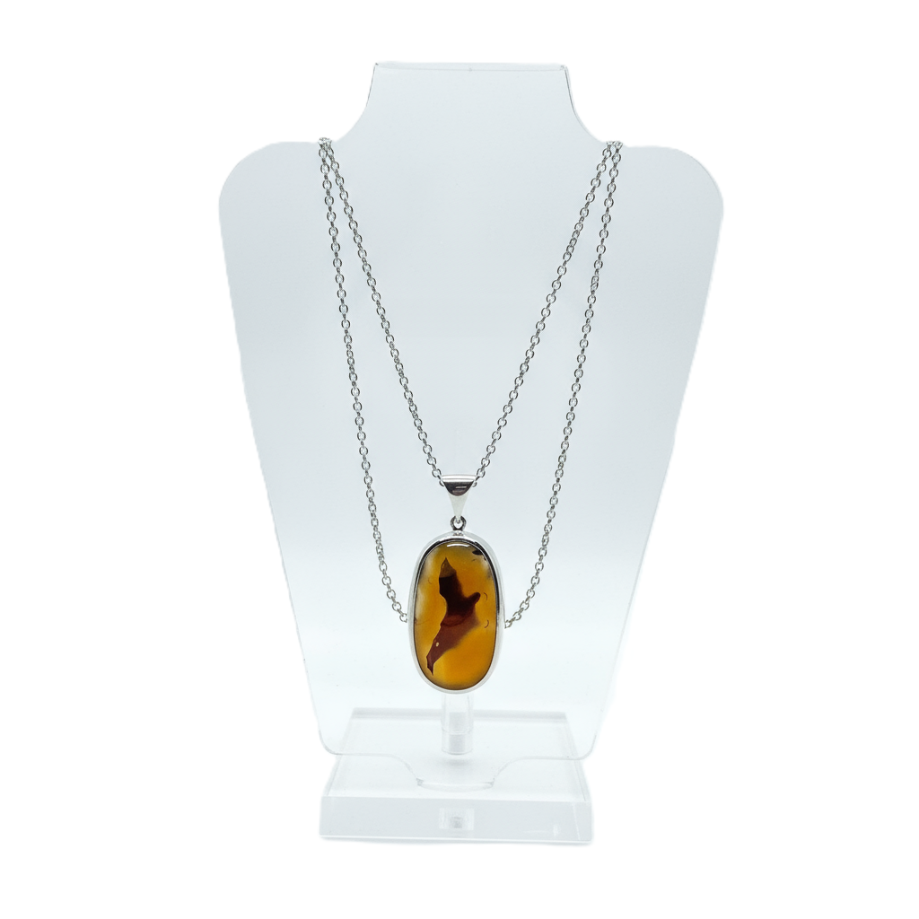 Home rare yemeni fire agate & carnelian intarsia sterling silver necklace