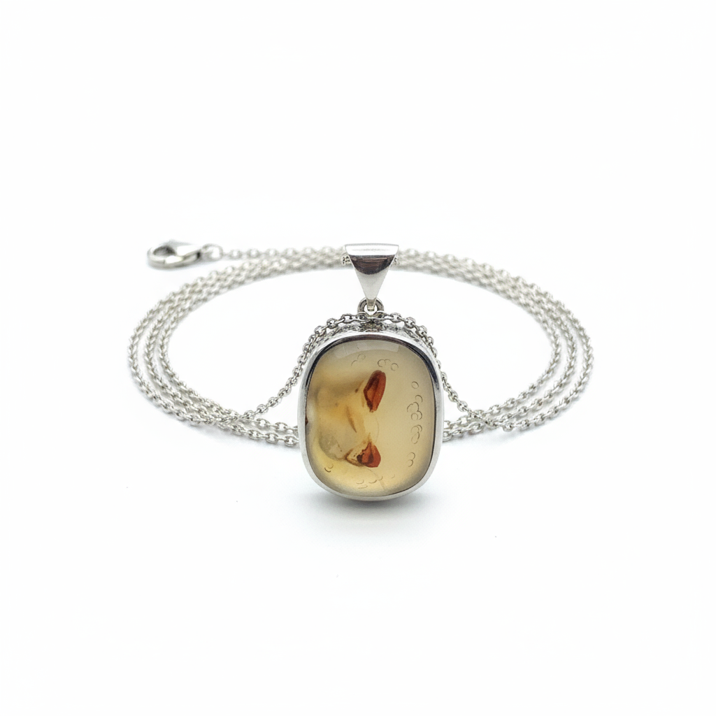 Home inner flame scenic yemeni agate (aqeeq) sterling silver necklace